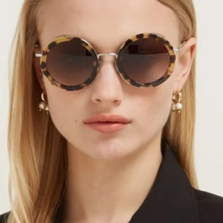 Miu Mu Light Havana / Brown Gradient Oversized Round Sunglasses