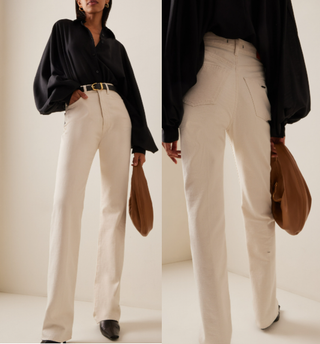 Made In Tomboy Erica Rigid High-Rise Straight-Leg Jeans Cream Women's Size 24