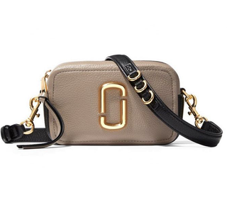 Marc Jacobs The Softshot 21 Leather Crossbody Bag Beige Black
