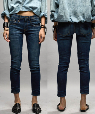 R13 Boy Dark-Wash Denim Mid Rise Slim Skinny Jeans Howell Indigo Women's Size 26