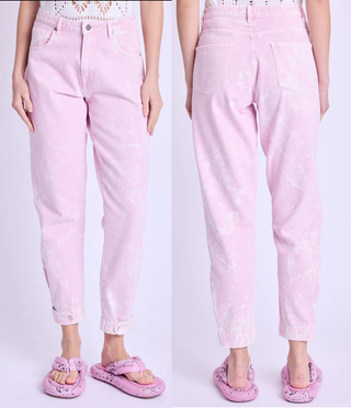 Berenice Missouridye Mom Fit Washed High-Waisted Jeans Pink/White 36 FR / 4 US