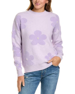 Nanette Lepore Pearl Floral Long Sleeve Pullover Sweater Lilac Women's Size M