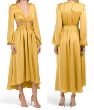 NWT Ramy Brook Exclusive Madison Long Sleeve Cutout Maxi Dress Honey Women's 8