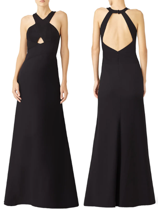 Aidan Mattox Sleeveless Cutout Halter Neck Mermaid Gown Black Women's Size 8
