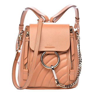 Chloe Calfskin Leather Quilted Tan Mini Faye Backpack