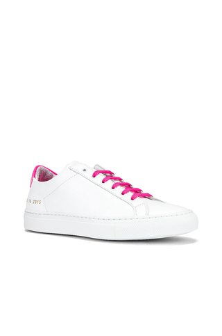 Common Projects Retro Leather Low Top Sneakers White/Pink Women's Size 35 / 5