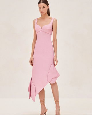 NWT Alexis Margareta Sleeveless Asymmetrical Hem Sheath Dress Pink Women's Small