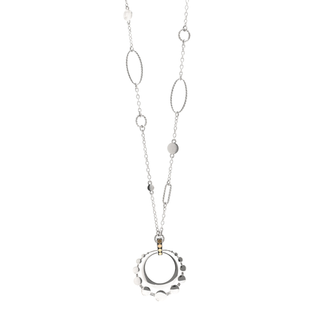 John Hardy Sterling Silver 18K Yellow Gold Dot Open Circle Pendant Necklace