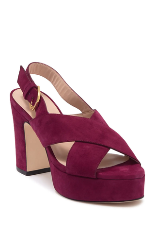 Stuart Weitzman Jerry Suede Block Heel Platform Sandals Cranberry Women's US 8.5