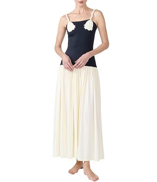 NWT Bahia Maria Tulipanes Sleeveless Colorblock Noa Maxi Dress Black Cream Small