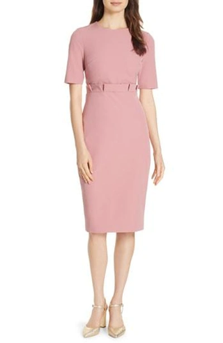 Ted Baker Maggidd Ruffle Waist Midi Pencil Dress Coral Pink Women's Size 1 / S