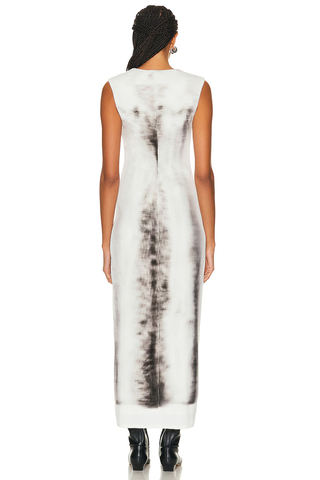 NWT Loewe Blurred Print Sleeveless Velvet Tube Maxi Dress Grey & Multi Womens L