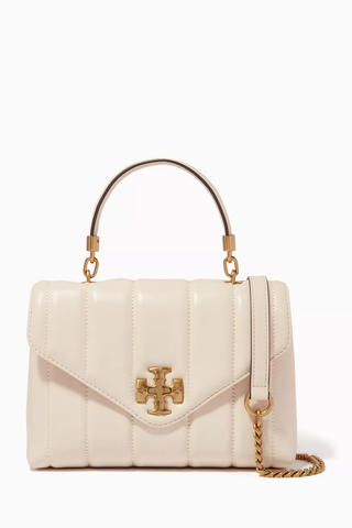 NWOT Tory Burch Kira Small Quilted Leather Top Handle Satchel Bag Cream