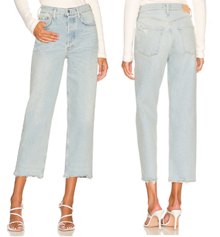 Citizens of Humanity Florence Distressed Wide Straight Jeans Sunbleach Womens 33