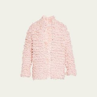 Dries Van Noten Long Sleeve Faux Shearling Oversized Overcoat Pink Women's M