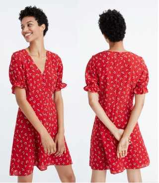 Madewell Little Lilies Puff-Sleeve Fit & Flare Mini Dress Eniko Floral Bright 4