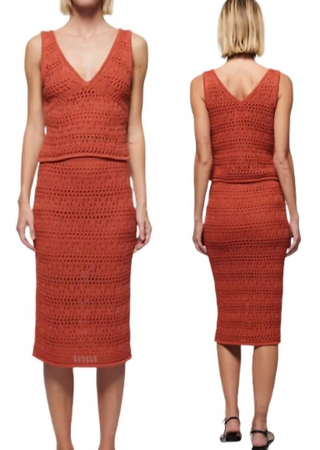 Nation LTD Crochet Set; Adriana Tank Top & Driana Midi Skirt Ginger Women Medium
