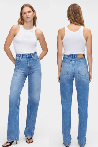 NWT Aligne 100% Cotton High Rise Denim Straight Leg Jeans Blue Women's Size 25