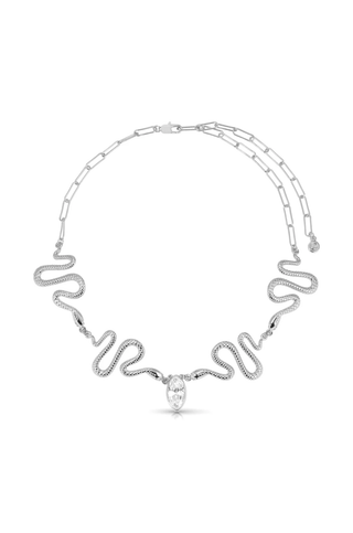 NWT Ettika Serpentina Choker Necklace Clear Crystal with Silver Plating