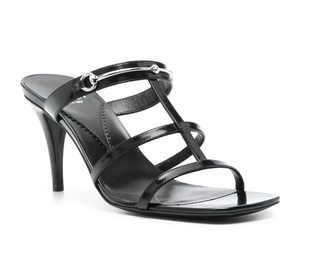 NWOT Gucci Horsebit 75mm Leather Slip On Heeled Strappy Mule Black Women's EU 40