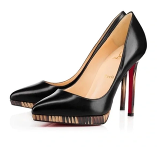 Christian Louboutin Pigalle Plato Nappa Shiny 120 Leopard Lambskin Pump Black 39