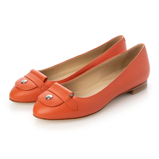 Longchamp Leather Slip On Round Toe Ballet Flats Orange Women's Size EU 40
