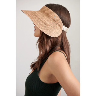 Helen Kaminski Maris Raffia Straw 3/4 Brim Sun Vizor Hat