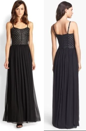 Alice & Olivia Ciel Studded Leather Sleeveless Corset Maxi Dress Black Women's 2
