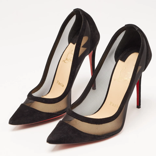 Christian Louboutin Galativi 100 Suede & Mesh Pumps  Black Women's Size EU 40