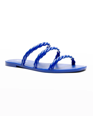 Schutz Diana Braided Strap Slip On Slide Jelly Sandals Royal Blue Women's Size 8
