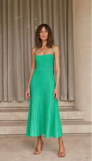 NWT Runway Scout Alexa Sleeveless Knit Midi Slip Dress Emerald Green Women's S