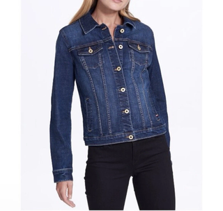 NWT Tommy Hilfiger Long Sleeve Dark Wash Denim Trucker Jacket Blue Women's Small