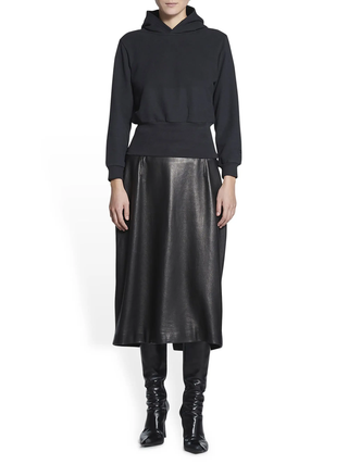 Balenciaga Long Sleeve Sporty B Tuck-in Crop Hoodie Washed Black Women's Small