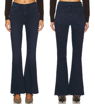 Mother Mid Rise Denim The Weekend Fray Flare Jeans Chip On My Shoulder Womens 29