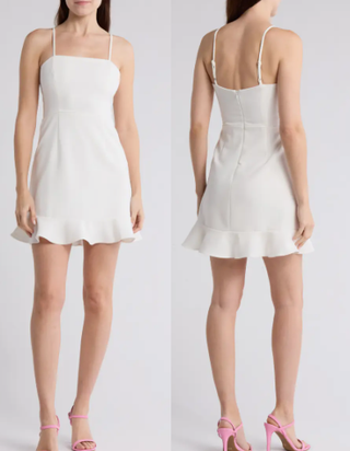 NWT French Connection Whisper Frill Hem Cami Mini Dress Summer White Women's 6