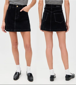 Paige Jannelle Velvet High Waisted A-Line Mini Skirt Onyx Rich Velvet Women's 26