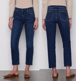Frame Le High Mid-Rise Denim Ankle Straight Jeans Rosalie Wash Women's Size 27