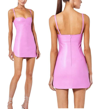 Alexis Nixie Faux Leather Sleeveless Bodycon Mini Dress Purple Women's Size XS