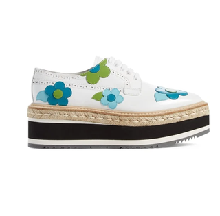 PRADA Espadrille Spazzolato Calzature Donna Platform Oxford Shoes White/Blue 40