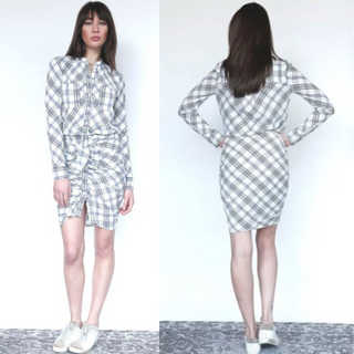 Veronica Beard Della Plaid Button Down Mini Shirt Dress Blue Multi Womens Size 6