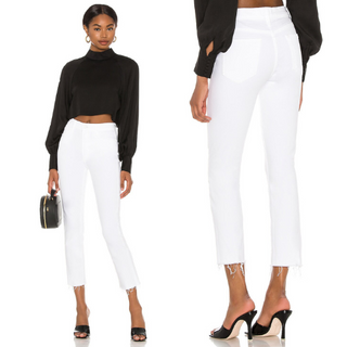 Mother High Waisted Rascal Crop Fray Jeans Fairest Of Them All Women's Size 28