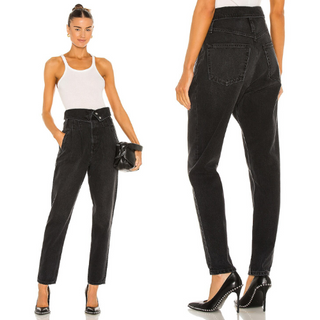 RE/Done Originals 80s High Rise Button Fly Fold Over Jean Vintage Noir Womens 25