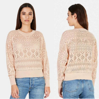 IRO Peypin Poplin Cotton Geometric Open Knit Sweater Peach Women's Size Small