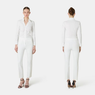Chiara Boni Nuccia Pull On Straight Ankle Pants White Women's Size 42 IT / 6 US