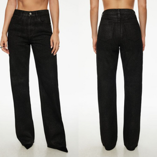 NWT Dynamite Denim Heidi Glitter Wide Leg Jeans Black Milkyway Women's 26/ US 2