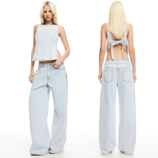 NWT Lioness High Rise Wide Leg Cotton Westwood Jean Light Denim Womens Sze Small