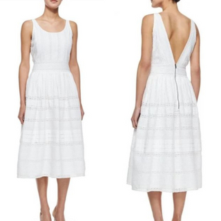 Alice + Olivia Myrtle Eyelet Sleeveless Midi A- Line Dress White Women's Size 2