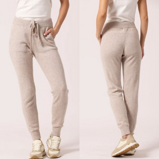 NWT Minnie Rose Cashmere Tapered Leg Jogger Pants Ecru Gray Women's Size Medium