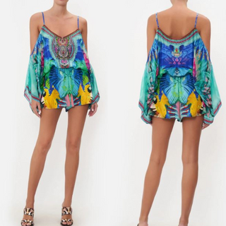 Camilla Amazonian Silk Drop Shoulder Playsuit Age of Asteria Women's Size Small