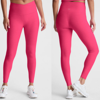 NWT Beyond Yoga Spacedye Leisure High Rise Midi Legging Pink Heather Women's XS